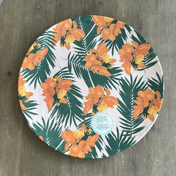 Indigo Unbreakable 14” Large Floral Plates/Tray Set of 4 - Picture 8 of 10